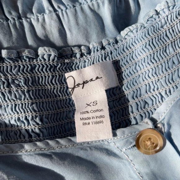 Japna Chambray Sundress XS Button Front Ruffle Hem Cotton - Picture 6 of 7